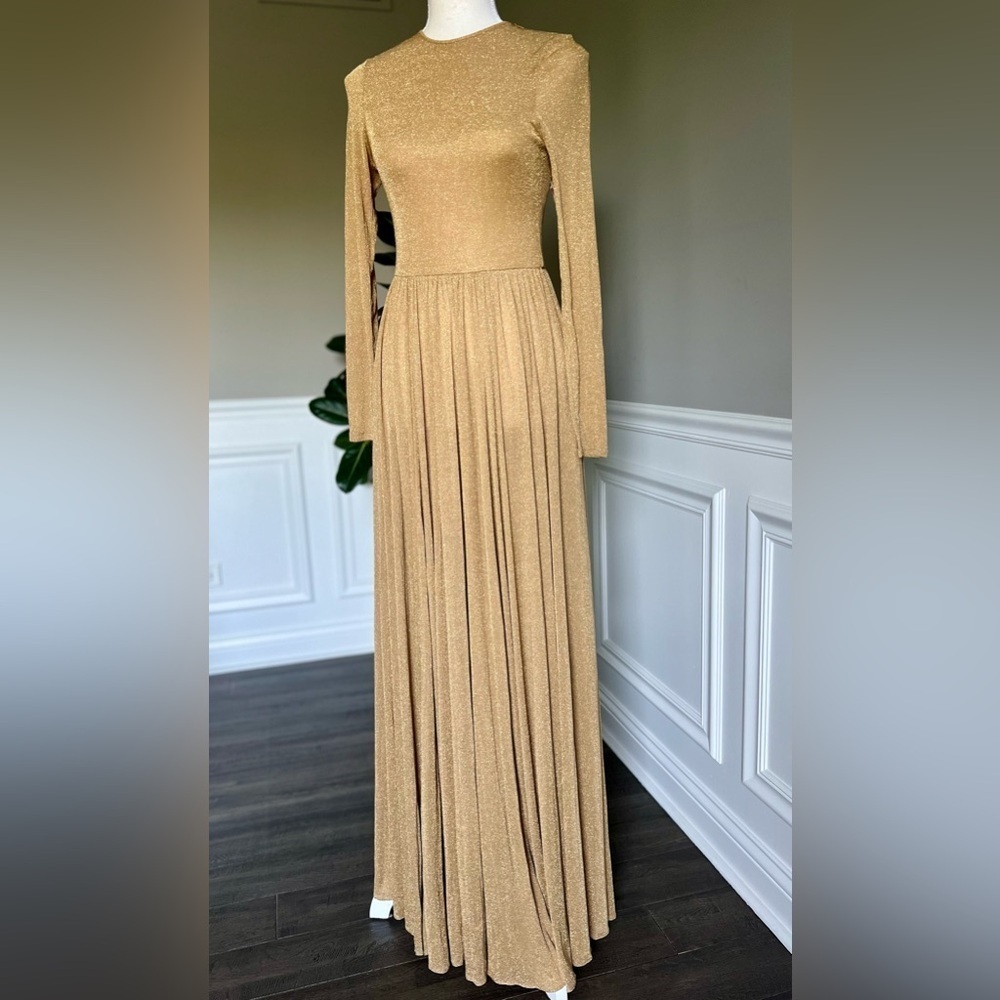 RUNWAY LOOK ZIMMERMANN Gold Lurex Lyrical Maxi Dress sz 1 NWT 2062$ - Picture 3 of 15